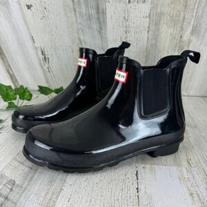 Hunter Women's Original Gloss Chelsea Boots Black size 9